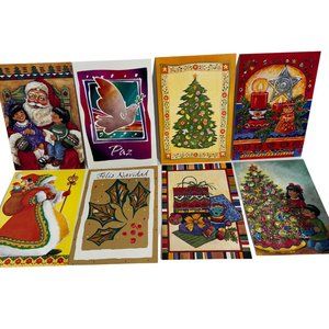 Vintage 32 Spanish Christmas Cards 16 Designs x 2 English Translation Made USA